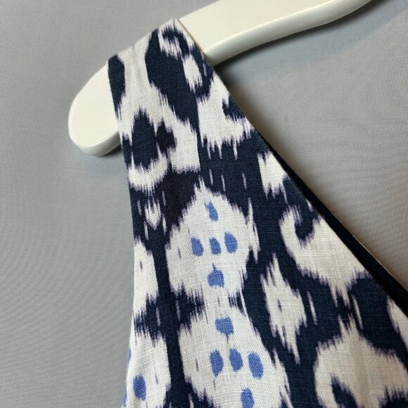 GAP Women's Blue and White Sleeveless Sundress with V-Neck Pockets and Side Zipp - Picture 4 of 10